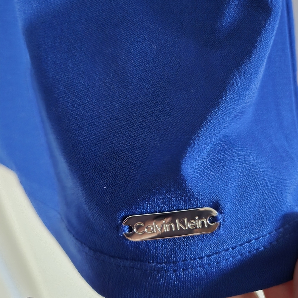 Calvin Klein Royal Blue V-Neck Puff Sleeve Top - Picture 4 of 5